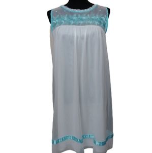 Vintage 60s Blue Floral Embroidered Nightgown